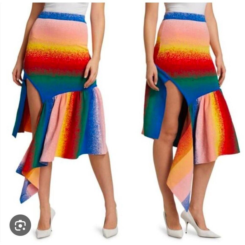 Amur Asymmetrical Colorful Knitted Skirt L